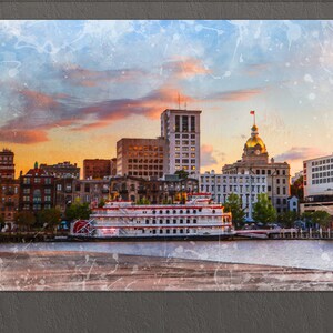 Savannah Canvas Print, Savannah Skyline, Savannah Painting, Savannah Wall Art, Georgia