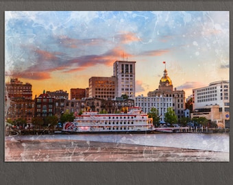 Savannah Canvas Print, Savannah Skyline, Savannah Painting, Savannah Wall Art, Georgia