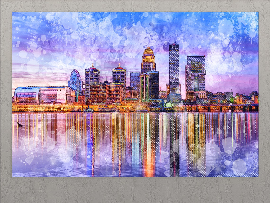 Louisville Canvas Print Louisville Skyline Louisville Wall Etsy