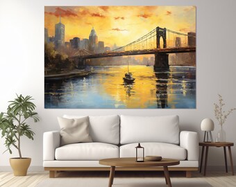 Impressão em tela de Pittsburgh, horizonte de Pittsburgh, arte de parede de Pittsburgh