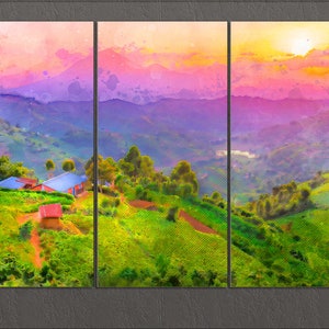 Uganda Canvas Print, Kisoro Skyline, Uganda Wall Art, Kisoro Canvas, Uganda Painting, Uganda Print