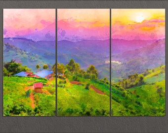 Uganda Canvas Print, Kisoro Skyline, Uganda Wall Art, Kisoro Canvas, Uganda Painting, Uganda Print