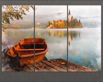 Lake Bled, Slovenia Canvas Print, Lake Bled Painting, Slovenia Wall Art