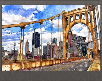 Impressão em tela de Pittsburgh, horizonte de Pittsburgh, arte de parede de Pittsburgh