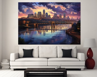 Minneapolis Canvas Print, Minneapolis Skyline, Minneapolis Wall Art