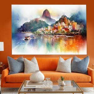 Abstract watercolor Rio de Janeiro Canvas Print, Rio Painting, Rio Skyline, Rio Wall Art, watercolor Brazil
