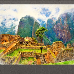 Machu Picchu Canvas Print, Peru Wall Art, Peru Painting, Andes Mountains