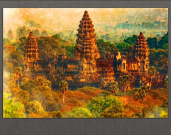 Stampa su tela di Angkor Wat, architettura Khmer, arte della parete di Angkor Wat, Cambogia