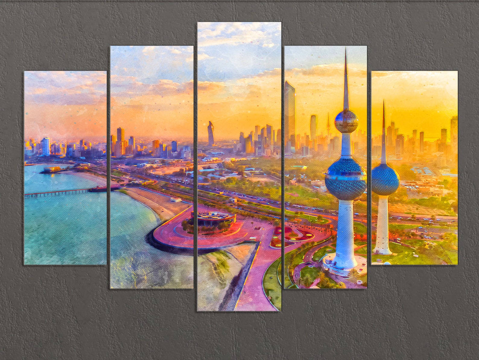 Kuwait City Canvas Print, Kuwait Wall Art, Kuwait Painting, Kuwait City