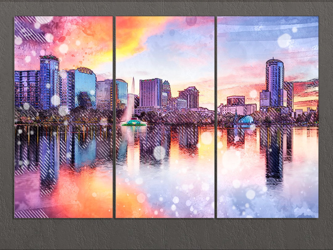 Orlando Canvas Print, Orlando Skyline, Orlando Wall Art Etsy