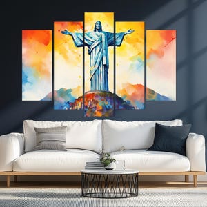 Abstract Watercolor Christ the Redeemer, Watercolor Rio de Janeiro Canvas Print, Rio Wall Art, Brazil