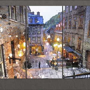 Quebec City Canvas Print, Ciudad de Quebec Centro, Quebec City Wall Art, Québec, Canadá