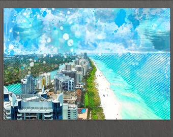 Miami Canvas Print, Miami Skyline, Miami Wall Art