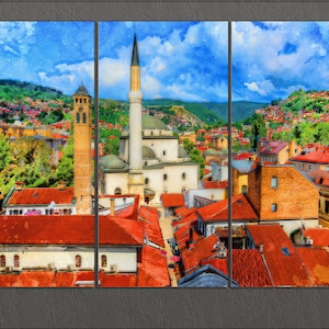 Sarajevo Canvas Print, Sarajevo Skyline, Sarajevo Wall Art, Bosnia and Herzegovina