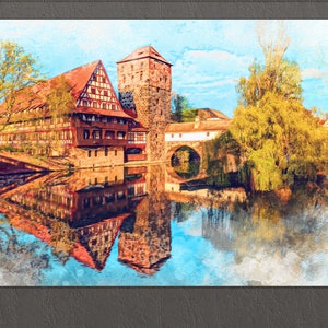 Impresión en lienzo de Núremberg, horizonte de Núremberg, arte mural de Núremberg, Alemania