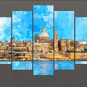 Valletta Canvas Print, Valletta Skyline, Valletta Wall Art, Malta