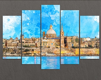 Valletta Canvas Print, Valletta Skyline, Valletta Wall Art, Malta