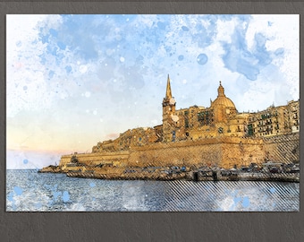 Valletta Canvas Print, Valletta Skyline, Valletta Wall Art, Malta