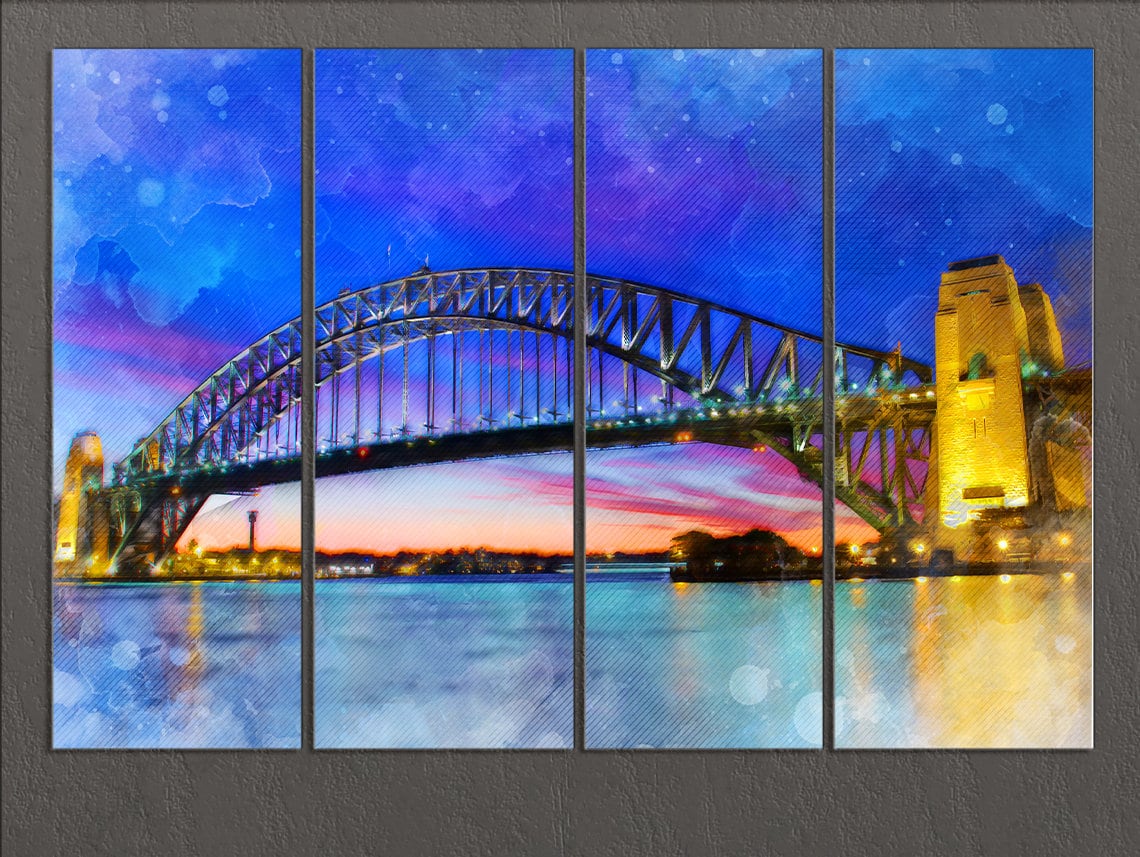 Sydney Harbour Bridge Canvas Print Sydney Wall Art Sydney Etsy