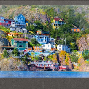 Colorful Duckworth Street, St. John's, Newfoundland Canada-koking  Fort-k1467-home Decor Holiday Artwork Texture Painting Dining Wall Art -   Canada