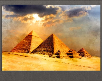 Egyptian Pyramids Canvas Print, Pyramids Painting, Egypt Wall Art, Egypt Canvas Art