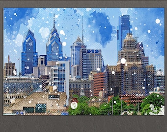 Doek Philadelphia, skyline Philadelphia, muurkunst Philadelphia