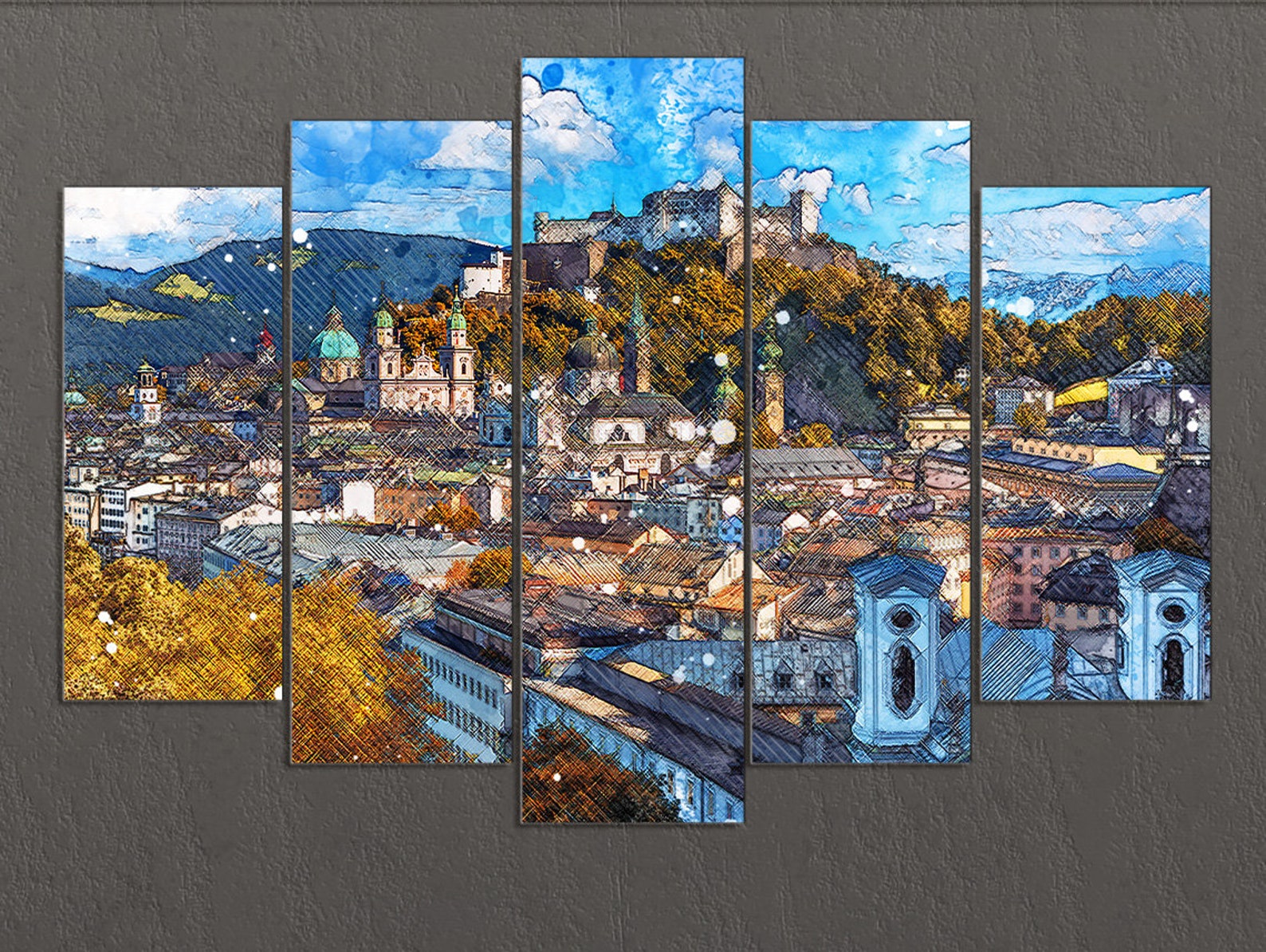 Salzburg Canvas Print Salzburg Skyline Salzburg Wall Art - Etsy