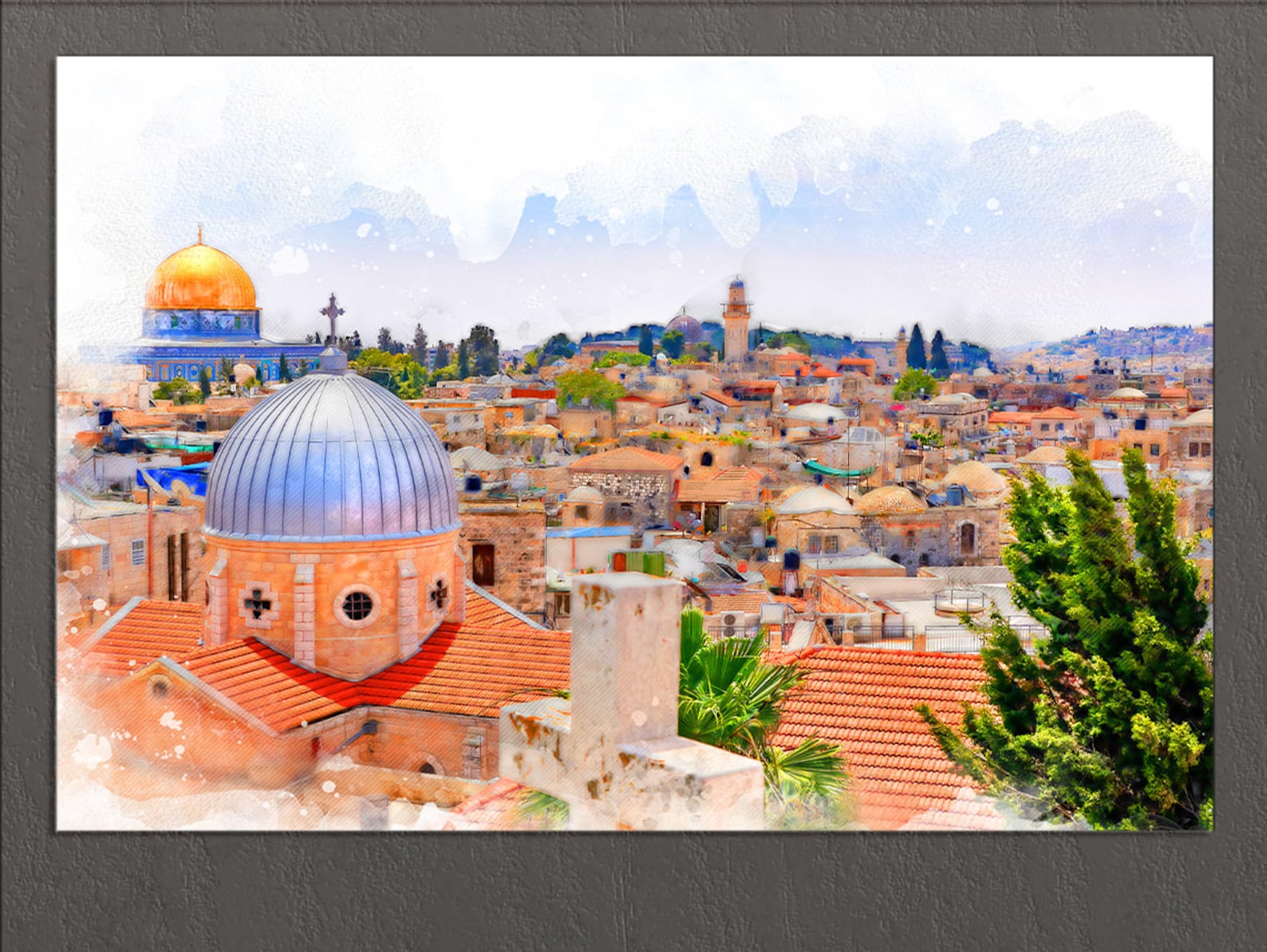 Jerusalem Canvas Print Jerusalem Skyline Israel Painting - Etsy