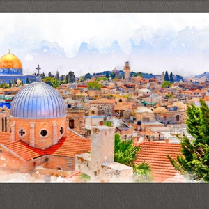 Jerusalem Canvas Print, Jerusalem Skyline, Israel Painting, Israel Wall Art, Jerusalem Print, Israel Canvas Print