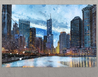 Chicago Canvas Print, Chicago Skyline, Chicago Wall Art
