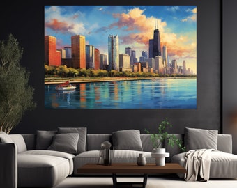 Chicago Canvas Print, Chicago Skyline, Chicago Wall Art