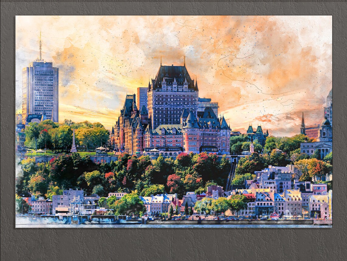 Quebec City Canvas Print Quebec City Skyline Château Etsy