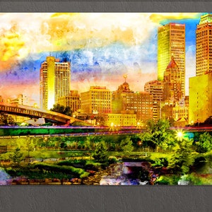 Tulsa Canvas Print, Tulsa Skyline, Tulsa Painting, Tulsa Wall Art