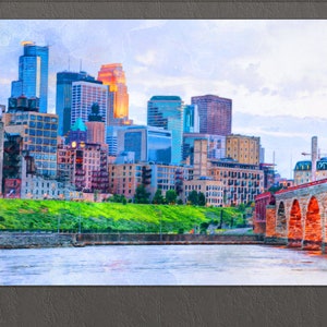 Minneapolis Canvas Print, Minneapolis Downtown, Minneapolis Painting, Minneapolis Wall Art, Minnesota