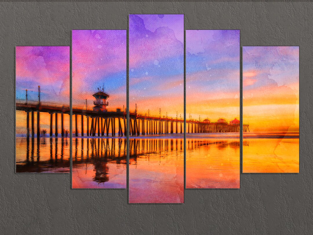 Huntington Beach Canvas Print, Huntington Beach Painting, Huntington