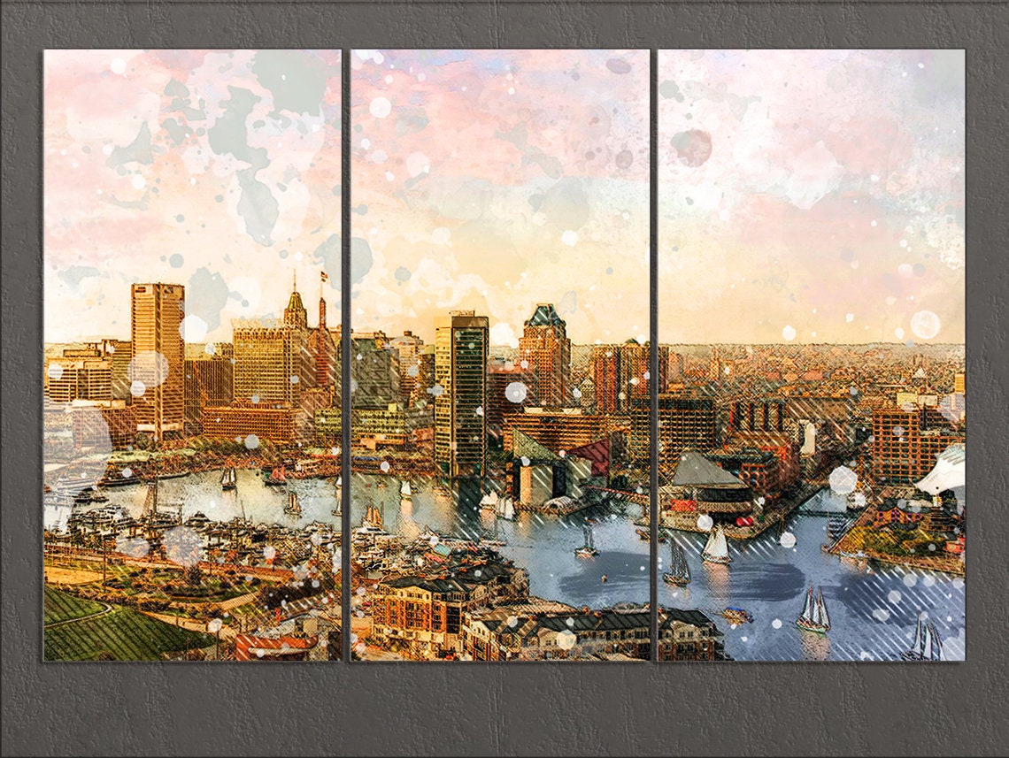 Baltimore Canvas Print Baltimore Skyline Baltimore Wall Art Etsy