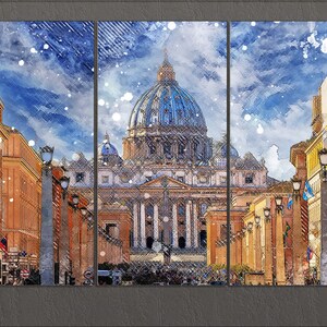 Vatican City Canvas Print, St. Peter&#39;s Basilica, Rome Wall Art, Italy
