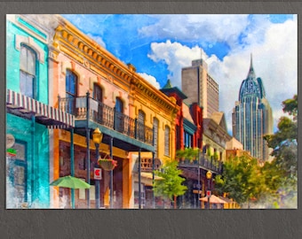 Mobile Canvas Print, Alabama, Mobile Downtown, Mobile Wall Art, Alabama Canvas Art