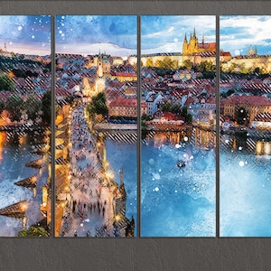 Prague Canvas Print, Prague Skyline, Prague Wall Art, Czech Republic