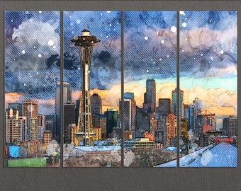 Seattle Canvas Print, Seattle Skyline, Seattle Wall Art