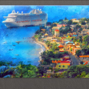Dominica Wall Art, Roseau Canvas Print, Dominica Canvas Print, Roseau Skyline, Dominica