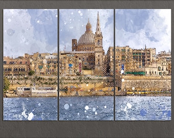 Valletta Canvas Print, Valletta Skyline, Valletta Wall Art, Malta