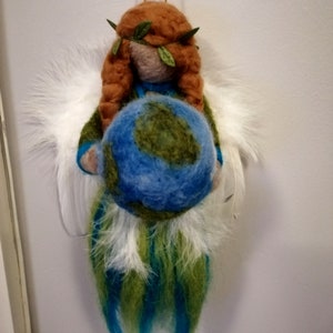 Needle felted Earth Angel hanging decoration