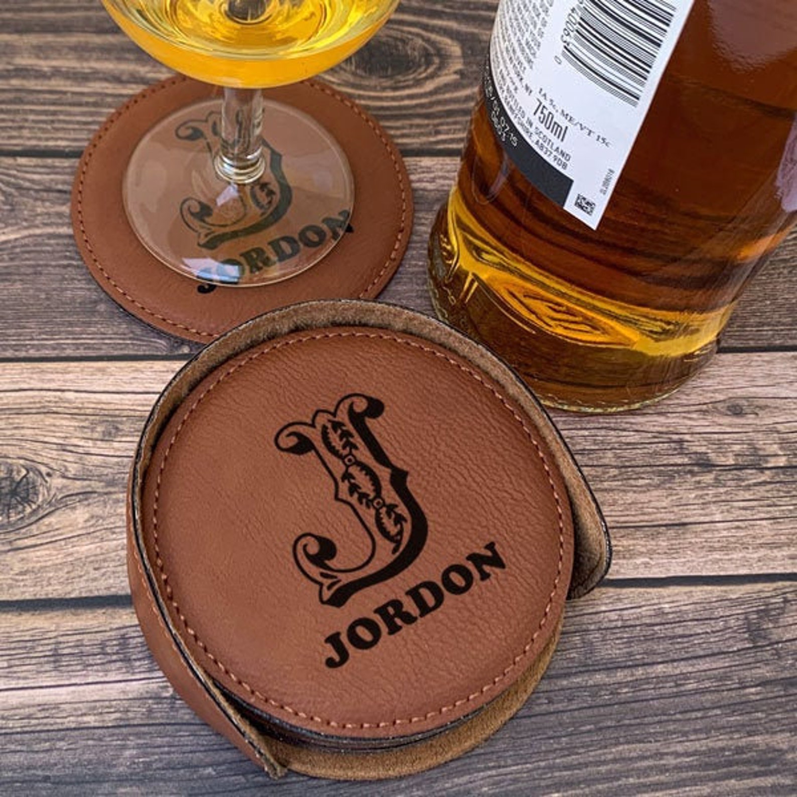 Personalized Leather Coaster Set for Groomsman Best Man Etsy