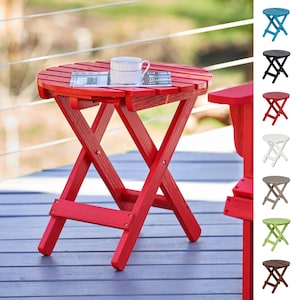 19&quot; Round Foldable Cedar Wood End Table in Multiple Colors #4118(Hydro-Tex™ Finish)