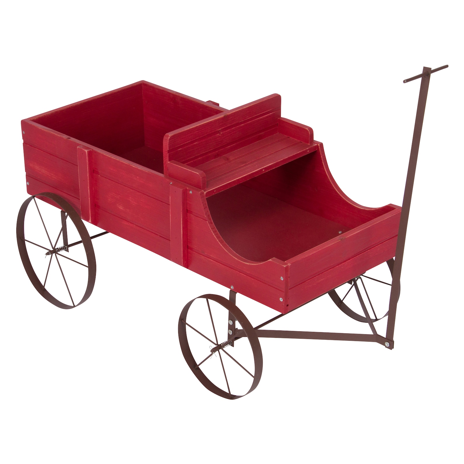 Decorative Buckboard Wagon Planter, Cedar Wood, Classic Wooden Wagon