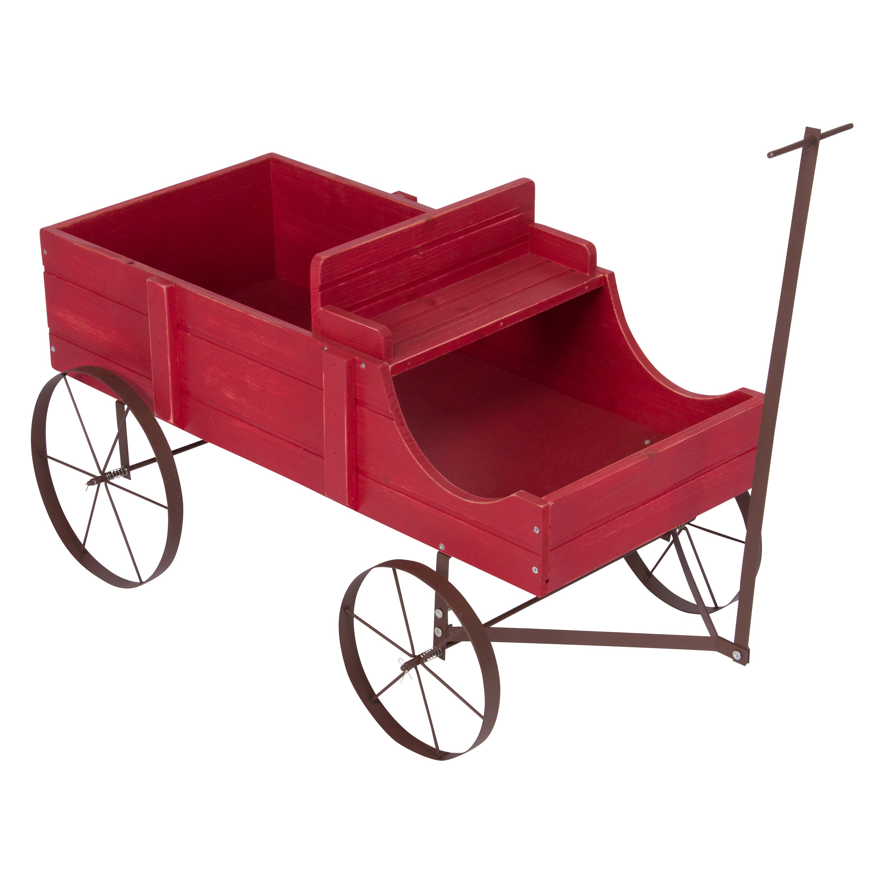 Decorative Buckboard Wagon Planter, Cedar Wood, Classic Wooden Wagon