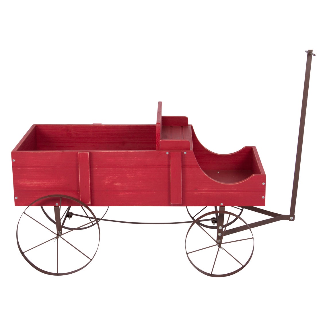 Decorative Buckboard Wagon Planter, Cedar Wood, Classic Wooden Wagon