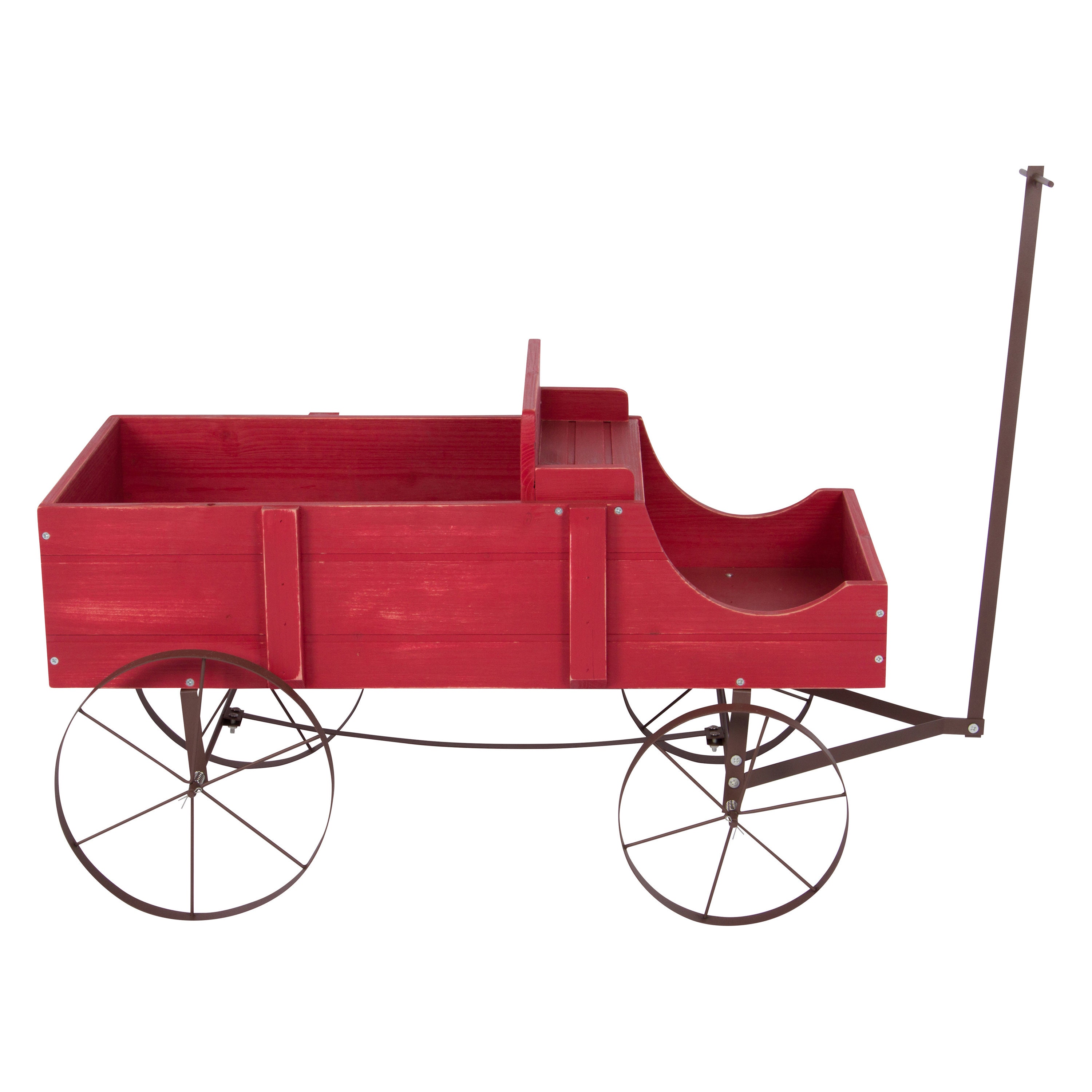 Decorative Buckboard Wagon Planter, Cedar Wood, Classic Wooden Wagon