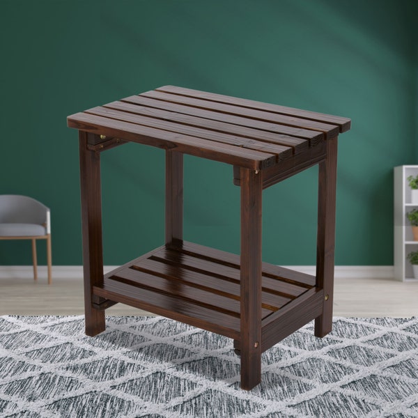 Side Table, Rectangular Cedar Wood End Table,  Indoor or Outdoor Wooden Small Table for Patio, Balcony, Backyard #4104